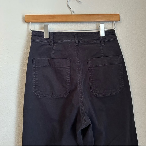 Marine Layer Bridget Twill Flare Patch Pants W/Patch Pockets Faded Black, Size 6 - Picture 10 of 13